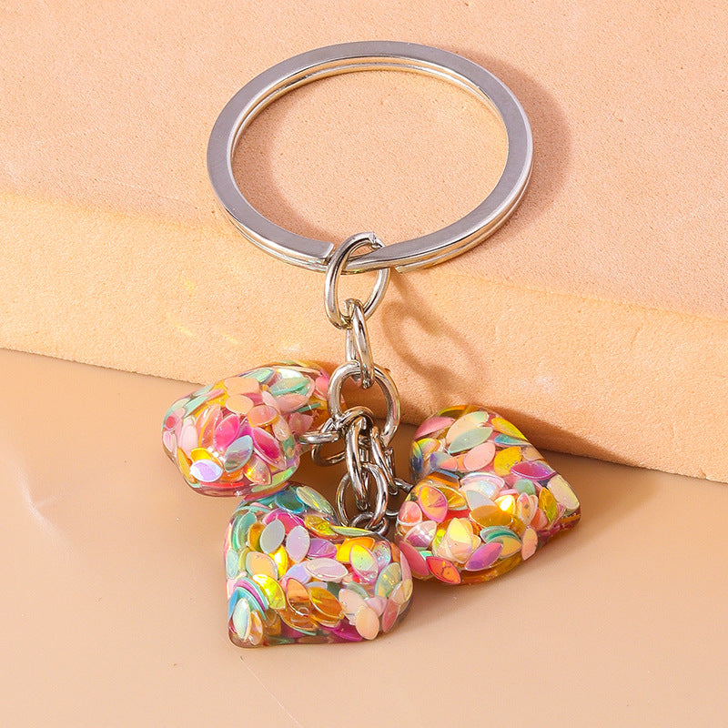 Wholesale Color Love Sequin Keychains